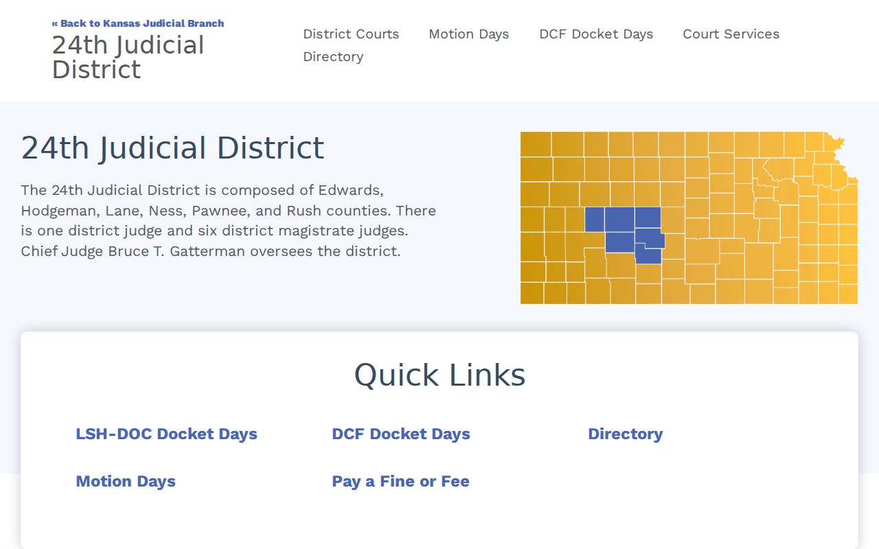 Official 24th Judicial District local rules used for Hodgeman County court scheduling