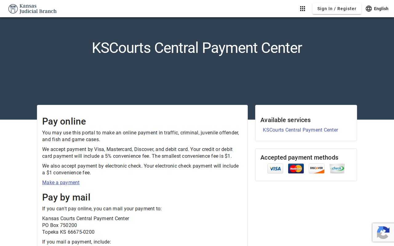 Hodgeman County traffic court Central Payment Center