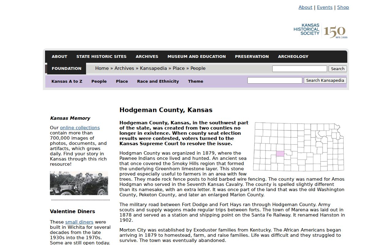Kansas Historical Society Hodgeman County courthouse history