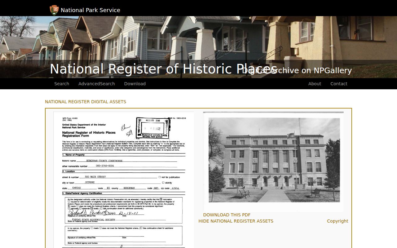 National Register record for Hodgeman County Courthouse